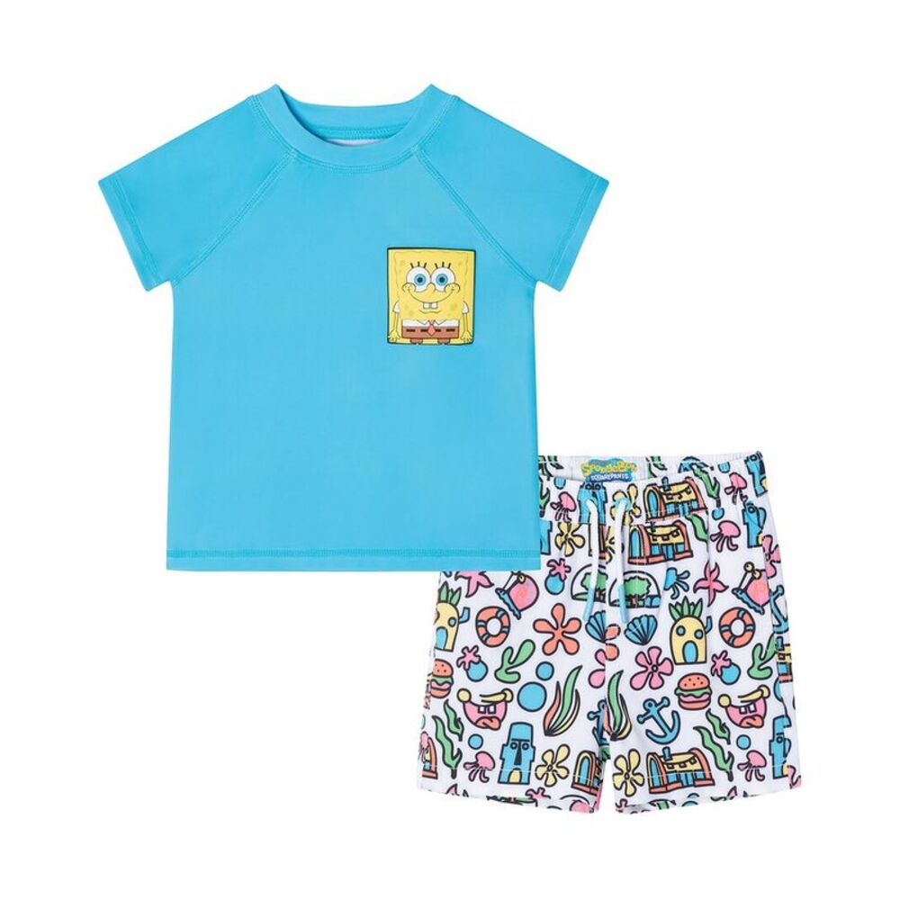 Andy & Evan Girls  X Spongebob Squarepants™ Rashguard Set, Blue